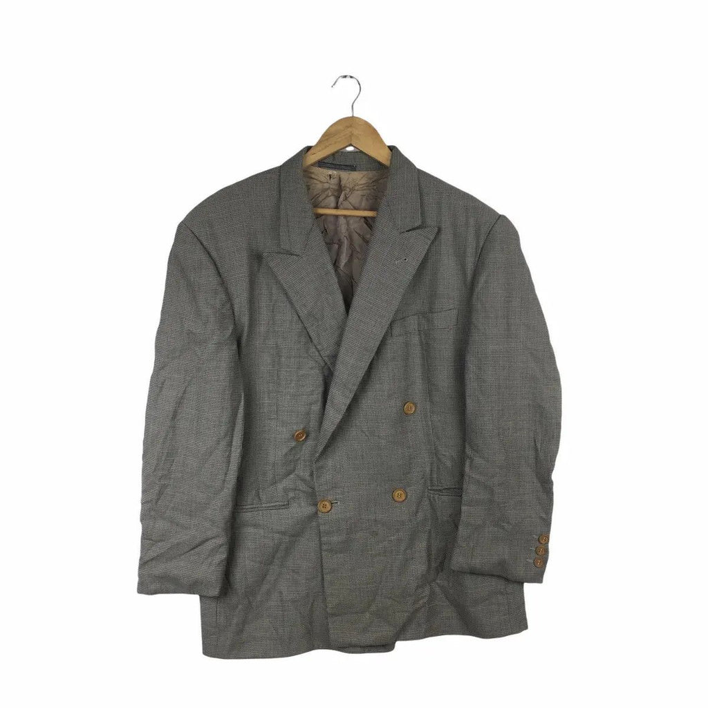 Vintage KRIZIA UOMO Made In Italy Double Breasted Blazer Coat Suit Formal