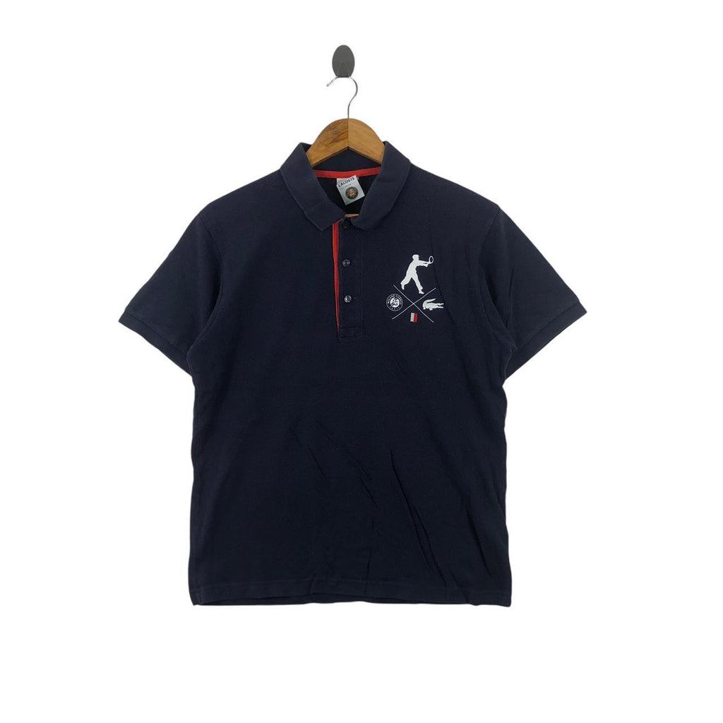 Vintage LACOSTE ROLAND GARROS Tennis Polo Tee Shirt Top Collar Embossed Logo