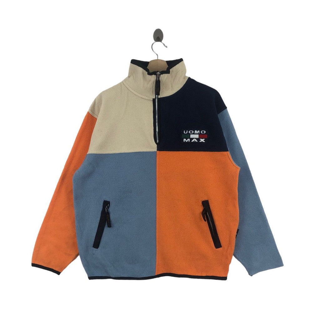 Vintage UOMO MAX ITALY Moda Italiana Polar Fleece Jacket Winter Windbreaker