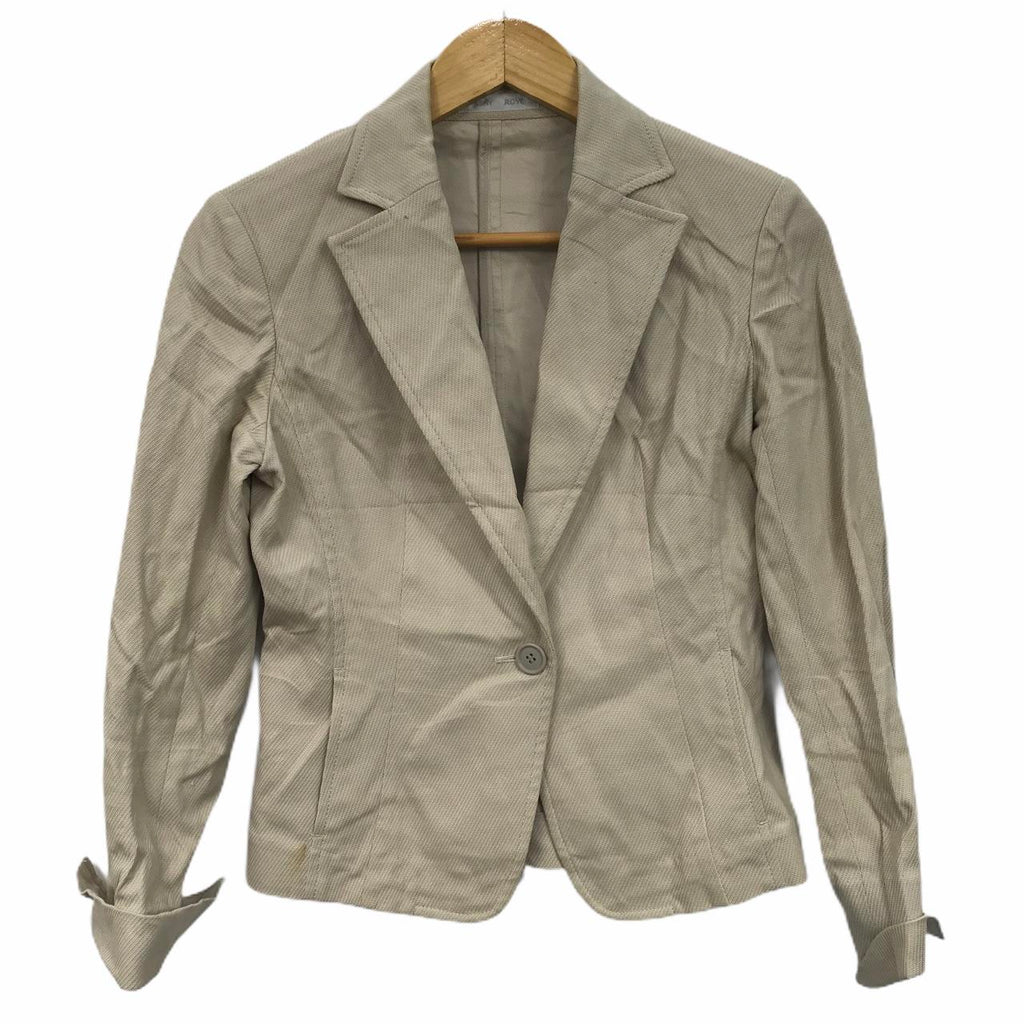 Vintage ASHY ROVE Light Brown Colour Buttons Blazer Jacket Sport Coat Striped Pocket