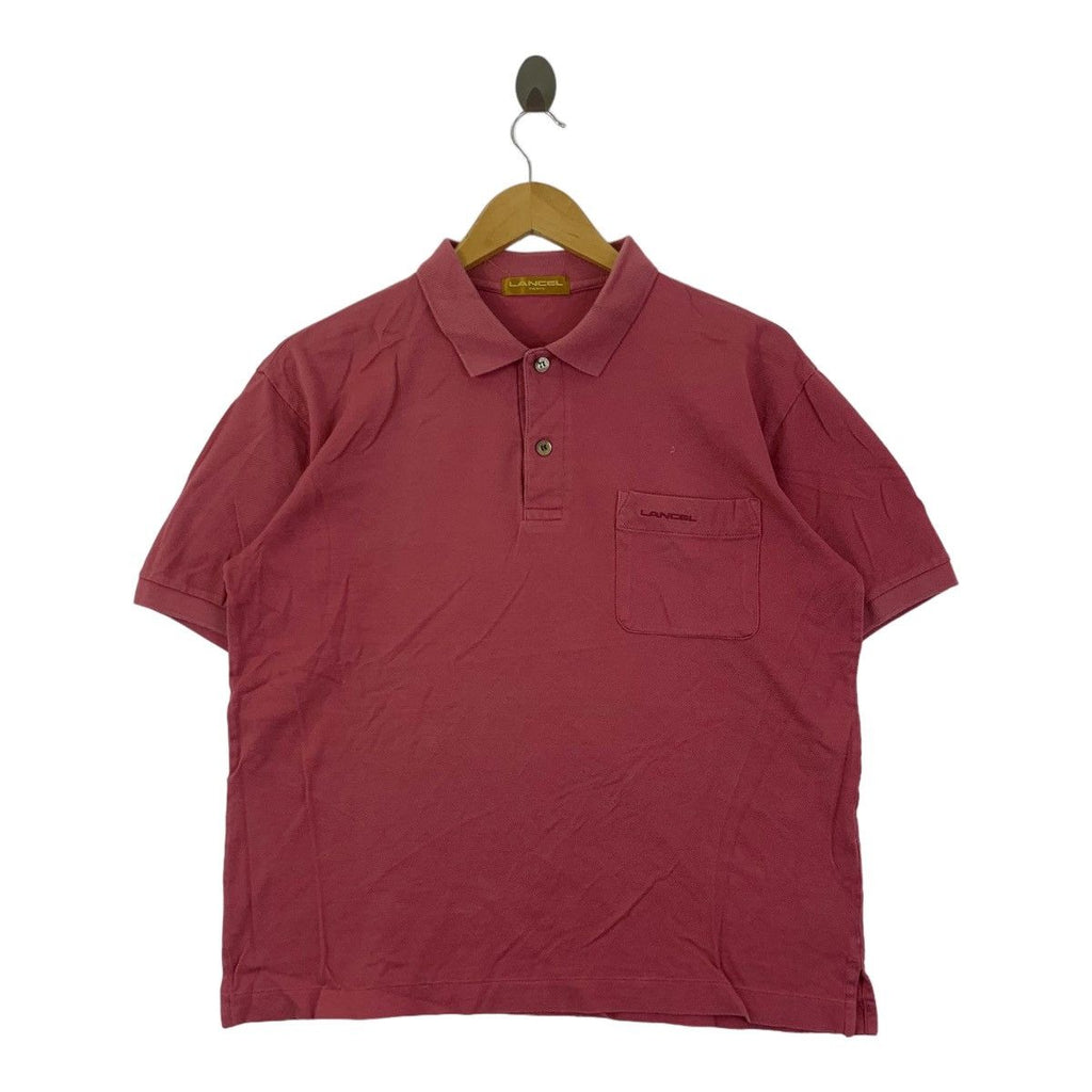 Vintage 90’ LANCEL PARIS STUDIO Polo Tee Shirt Top Pocket Plain