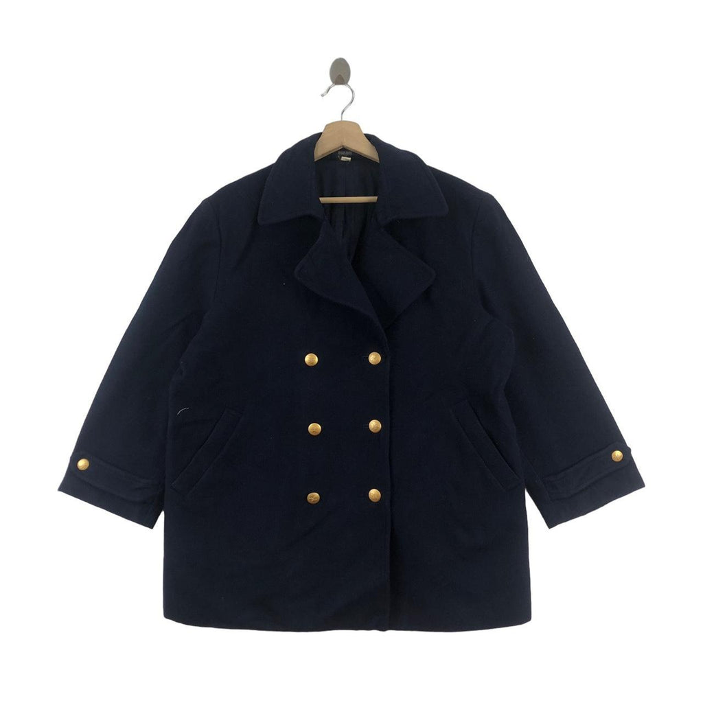 Vtg HANAE MORI PARIS Double Breasted Peacoat Blazer Coat Jacket