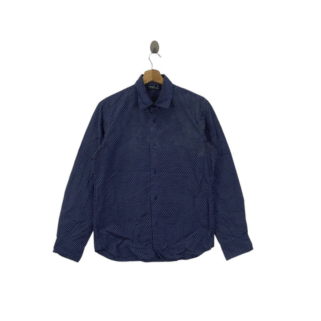 Vintage AGNES B. PARIS Homme Polka Dot Casual Button Tee Shirt Made In Japan