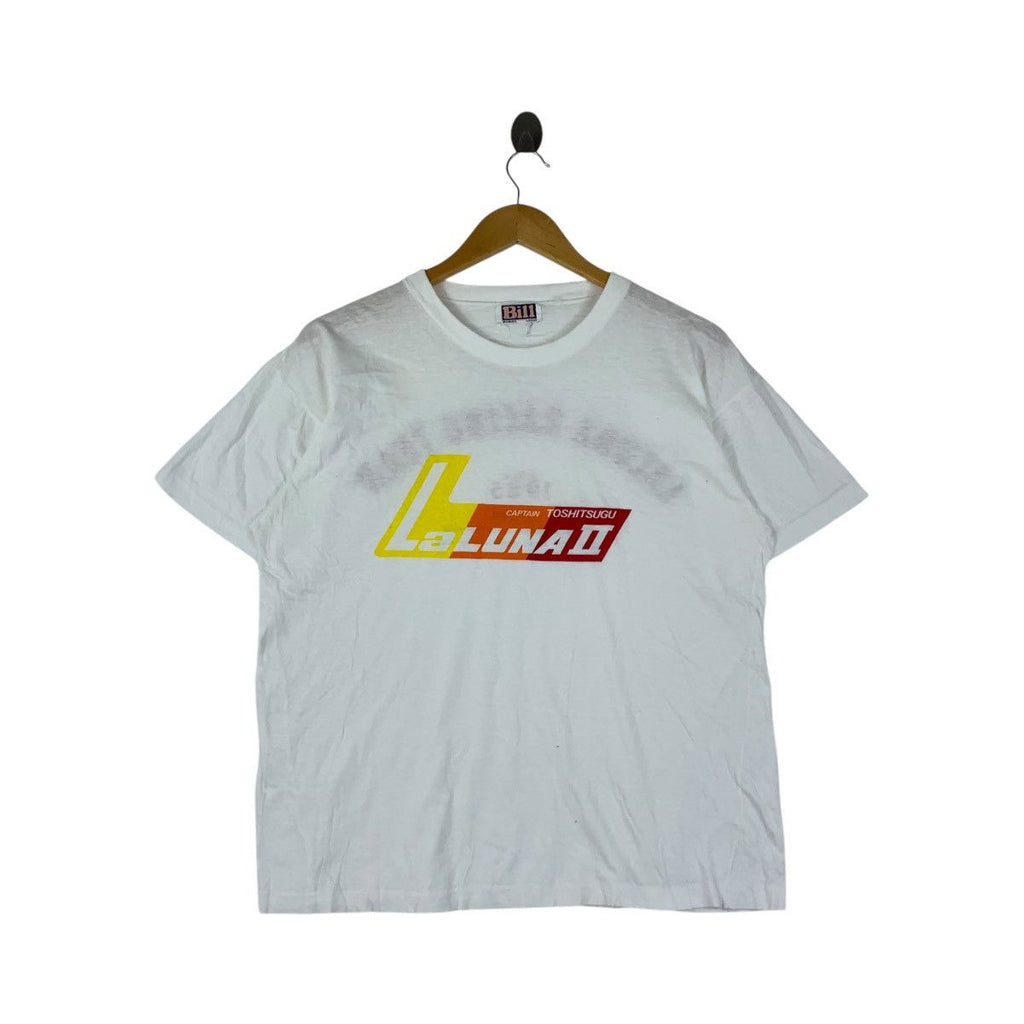 Vintage 1985 LALUNA RACING TEAM Toshitsugu Tee Shirt Top Captain Motorsport II