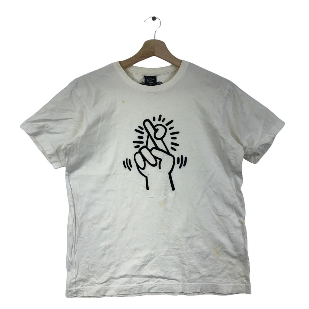 Vtg KEITH HARING ART Pop Finger Cross Tee Shirt Graffiti Artist