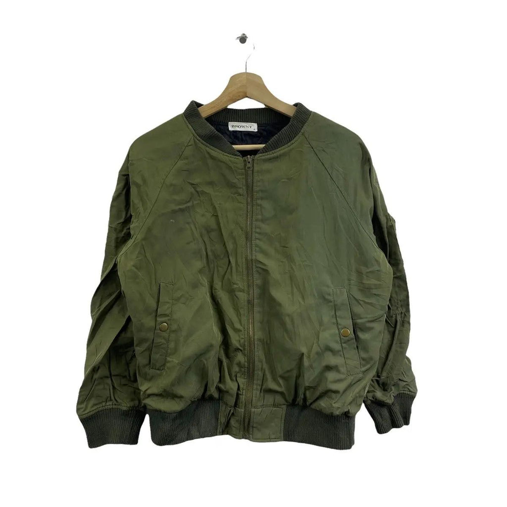 BROWNY MA-1 FLIGHT Bomber Army Military Green Jacket Windbreaker Sweater&nbsp;