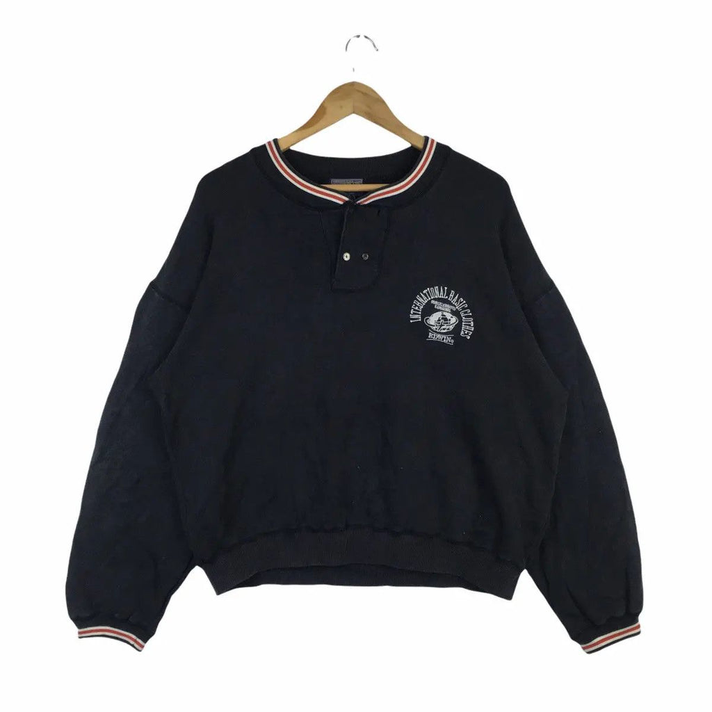Vintage EDWIN USA TOKYO Store Collection Crewneck Sweater Sweatshirt Pullover Henley Ringer
