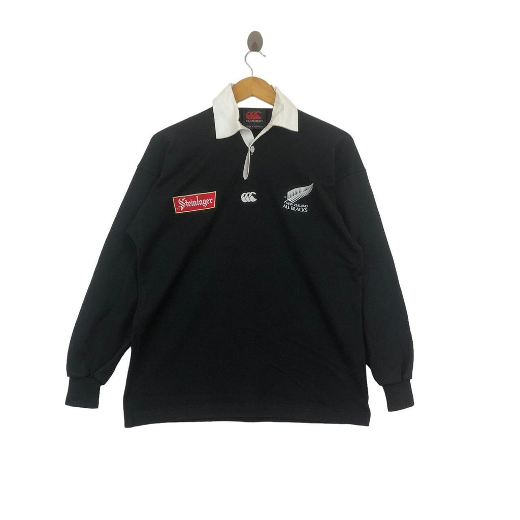Vtg 90’ CANTERBURY STEINLAGER RUGBY Jersey Polo Tee Shirt Jonah Lomu New Zealand All Blacks Sweater Pullover