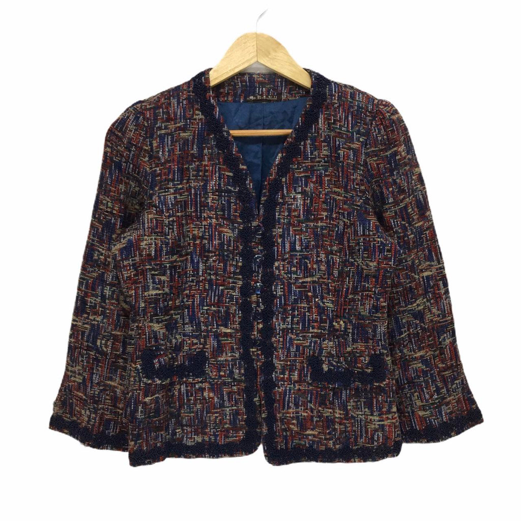 Vintage BLAZER MULTICOLOUR Striped Button Blazer Sport Coat Sweater Jacket