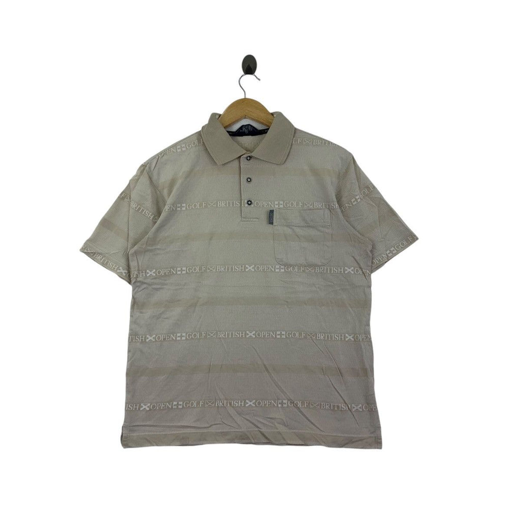 Vintage MIZUNO BRITISH OPEN Golf Monogram Polo Tee Shirt Top Tournament Champion
