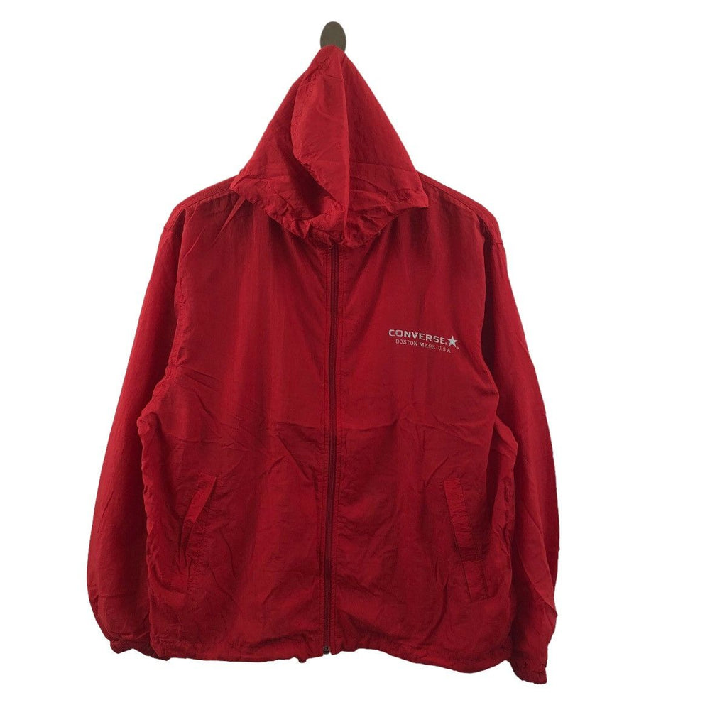 Vintage CONVERSE BOSTON USA All Star Red Hoodie Jacket Windbreaker Outdoor