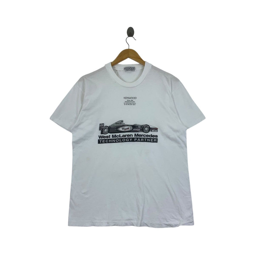 Vintage 90’ RACING MERCEDES WEST MCLAREN Kenwood Tee Shirt Top Team Formula 1 Technology Partner