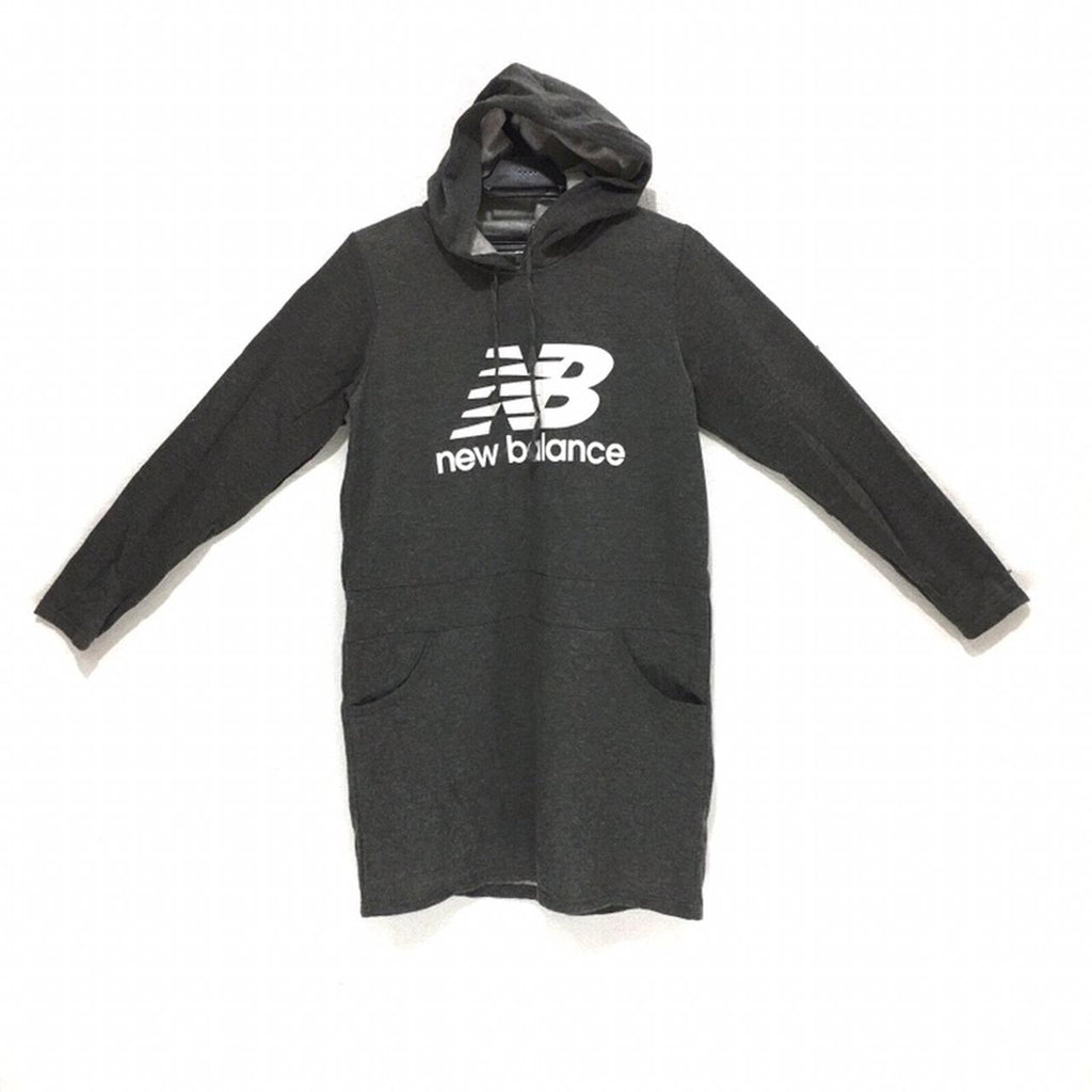 Vintage NEW BALANCE Basketball Gray Long Hoodie Sweatshirt Sweater Jumper Pullover Sports Gym Running