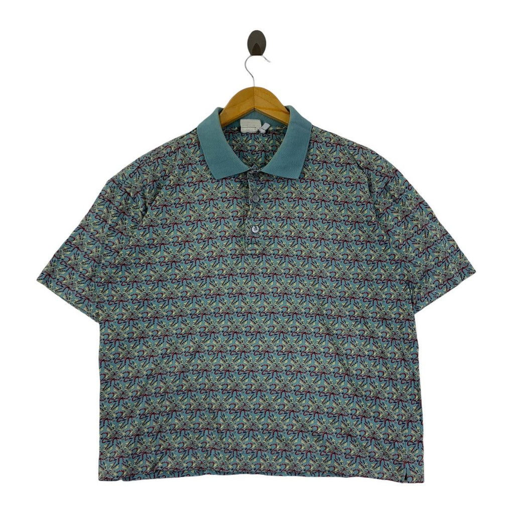 Vintage SALVATORE FERRAGAMO AOP Polo Tee Shirt Made In Italy Monogram