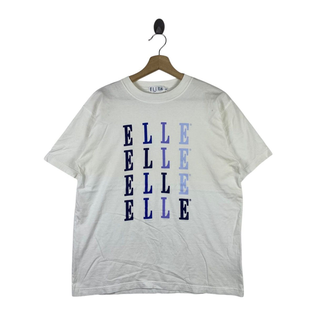 Vintage 90’ ELLE PARIS MAGAZINE Multiple Logo Tee Shirt Top Fashion House
