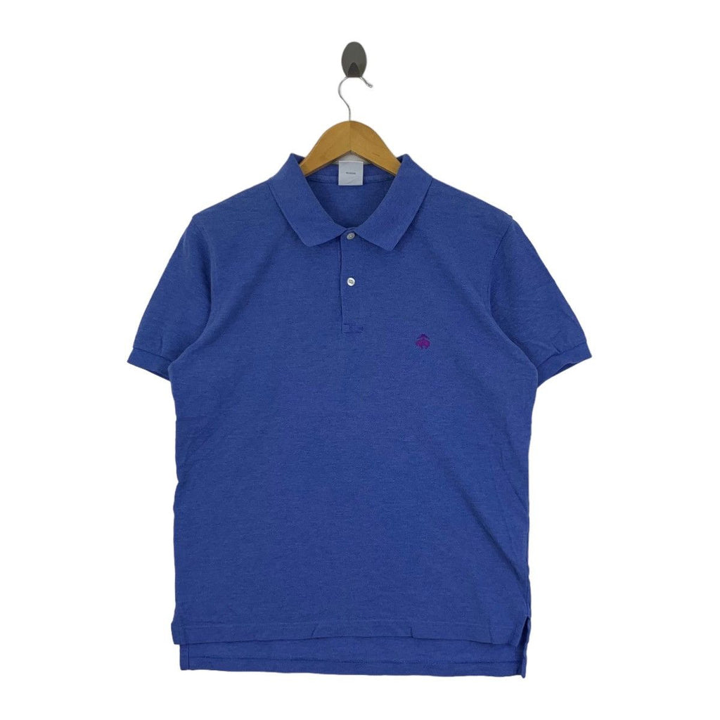 Vintage BROOKS BROTHERS Slim Fit Blue Polo Tee Shirt Top Plain Office