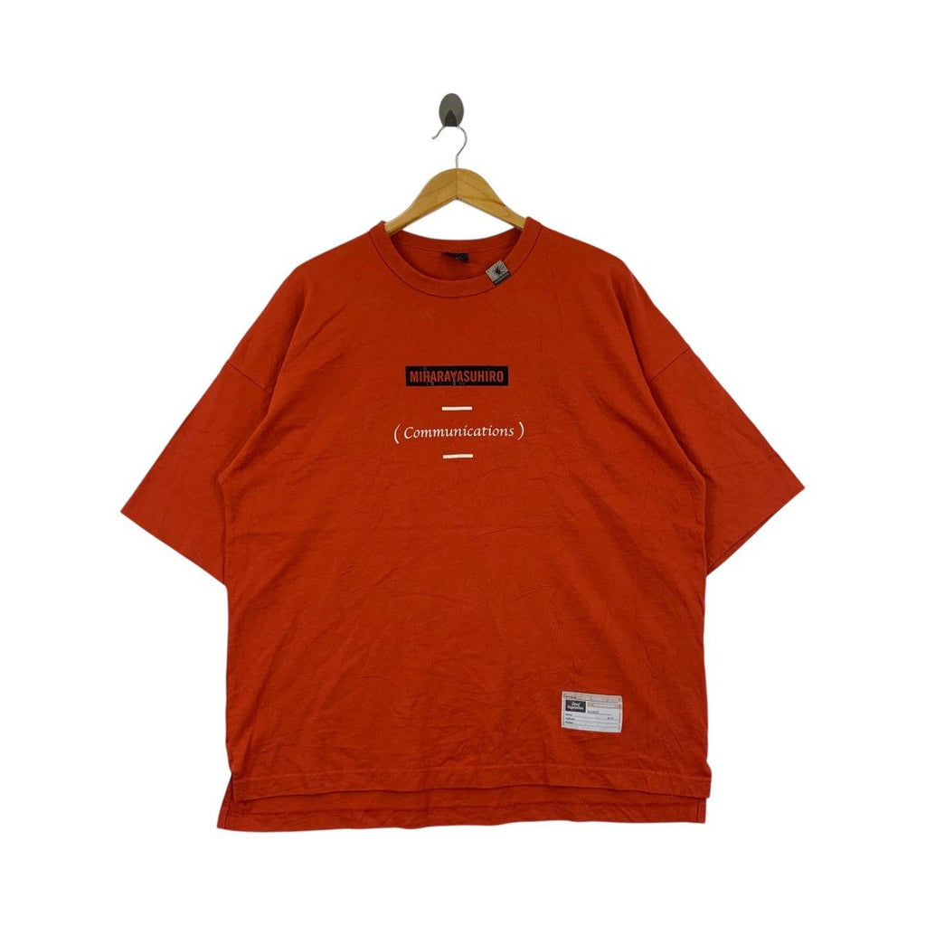 MAISON MIHARA YASUHIRO x GU Communications Orange Tee Shirt Baggy Good Inspiration Made In Japan