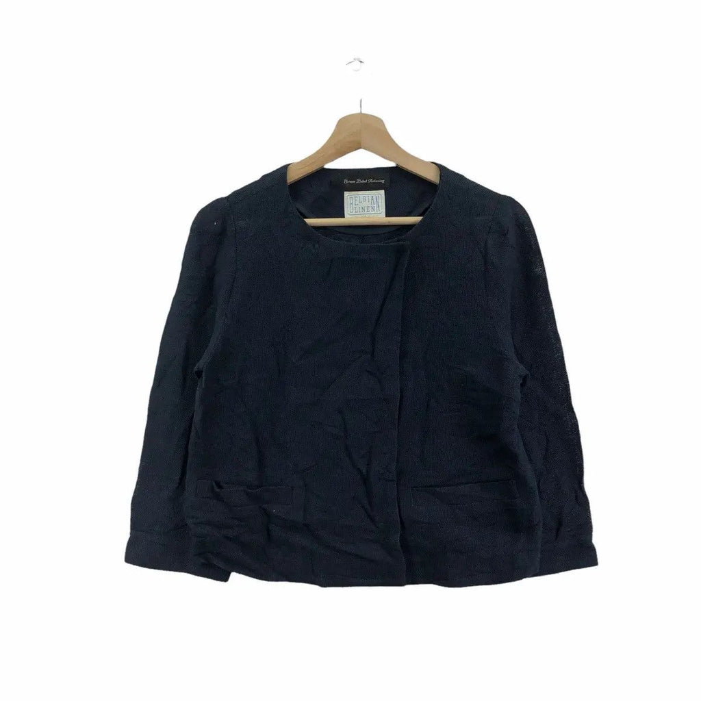Vtg 90’ UNITED ARROWS BELGIAN Linen Blouse Jacket Green Label Relaxing
