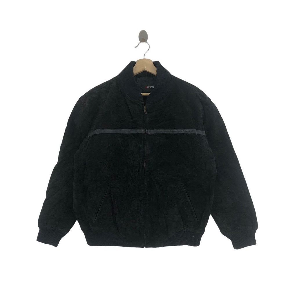 Vintage PIERUCCI ITALY LEATHER Oversize Bomber Jacket Windbreaker Coat