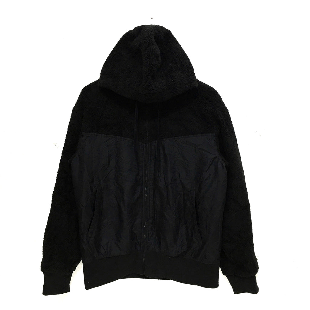 EVERLAST Hoodie Fleece Zipper Jacket Minimalist Logo Black Sweater Windbreaker