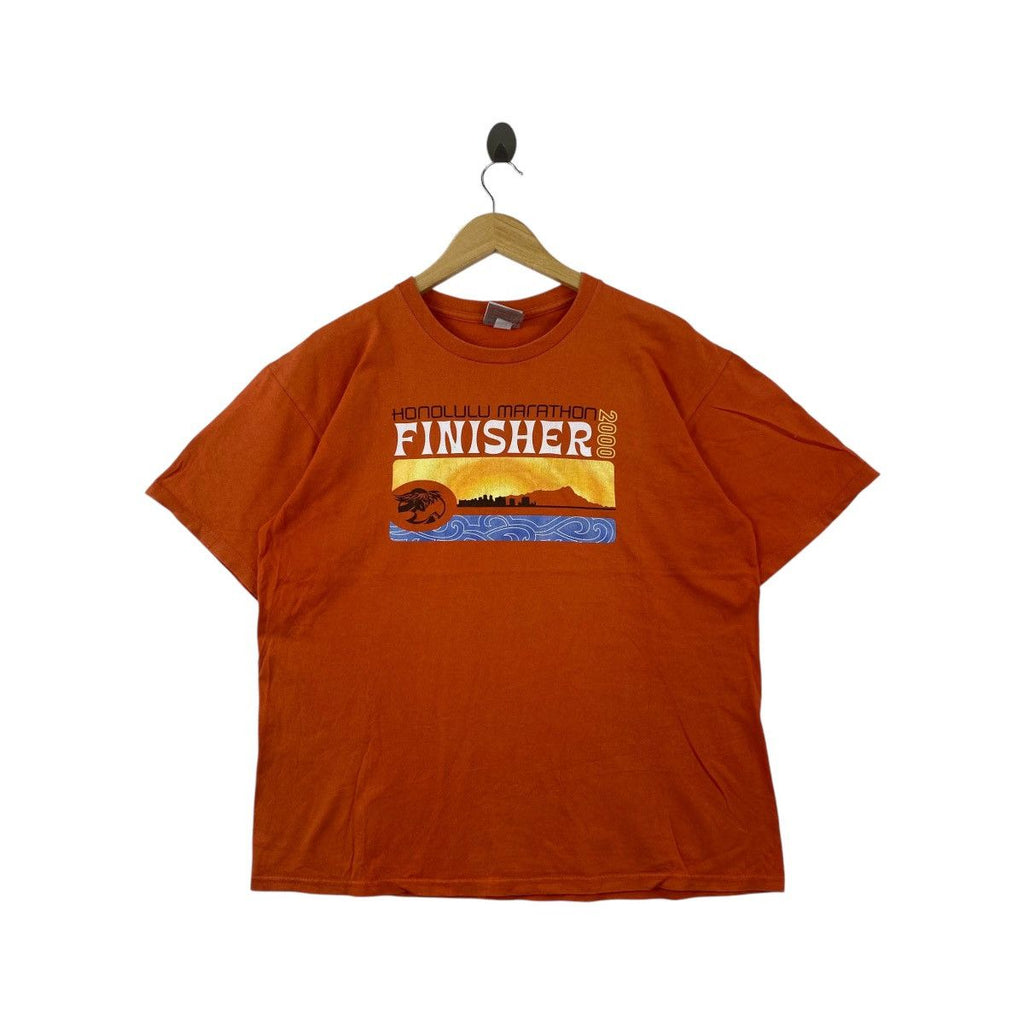 Vintage NIKE HONOLULU MARATHON Y2K Finisher Tee Shirt Jal Japan Amino Vital