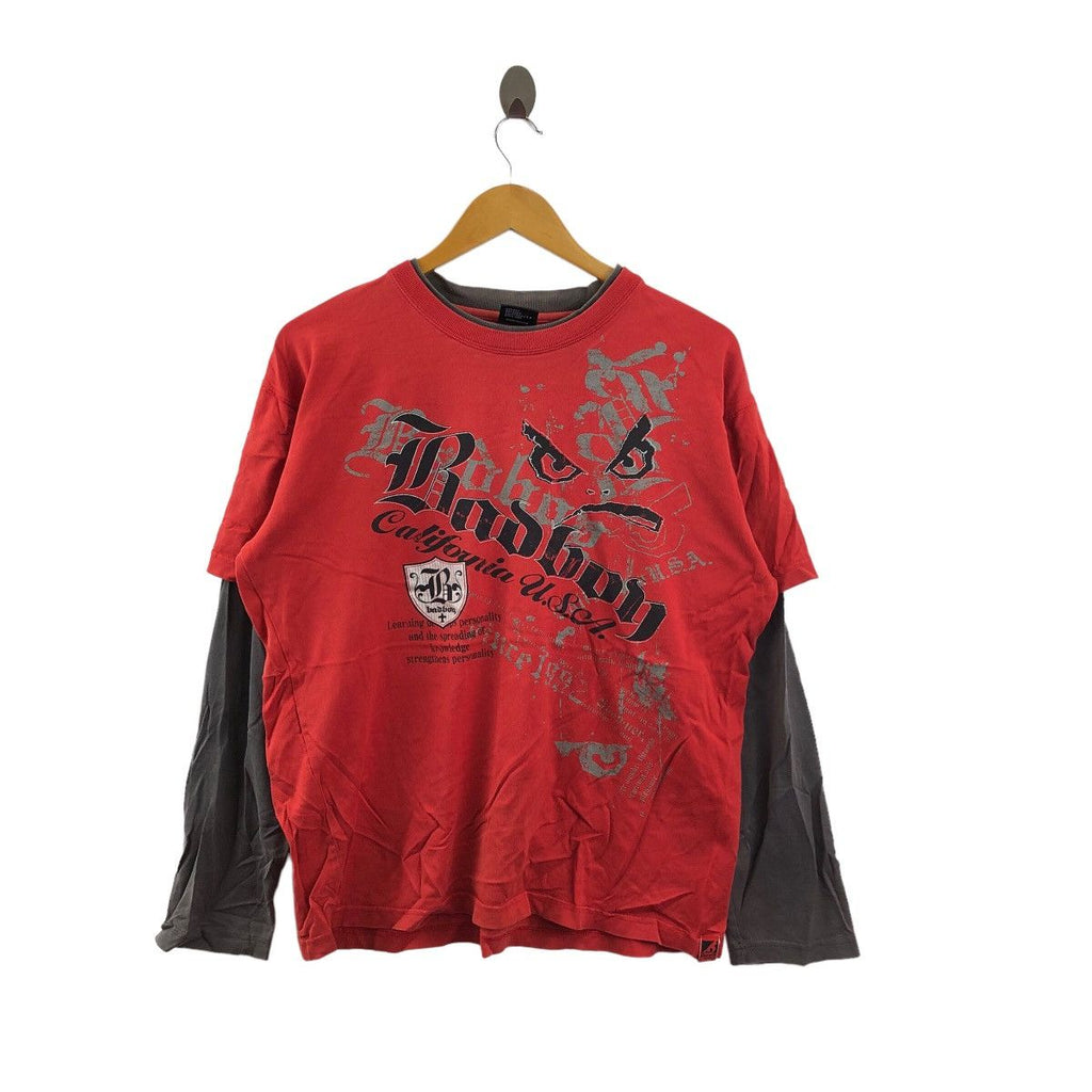 Vintage BAD BOY SKATEBOARD California Graffiti Tee Shirt Raglan Hip Hop