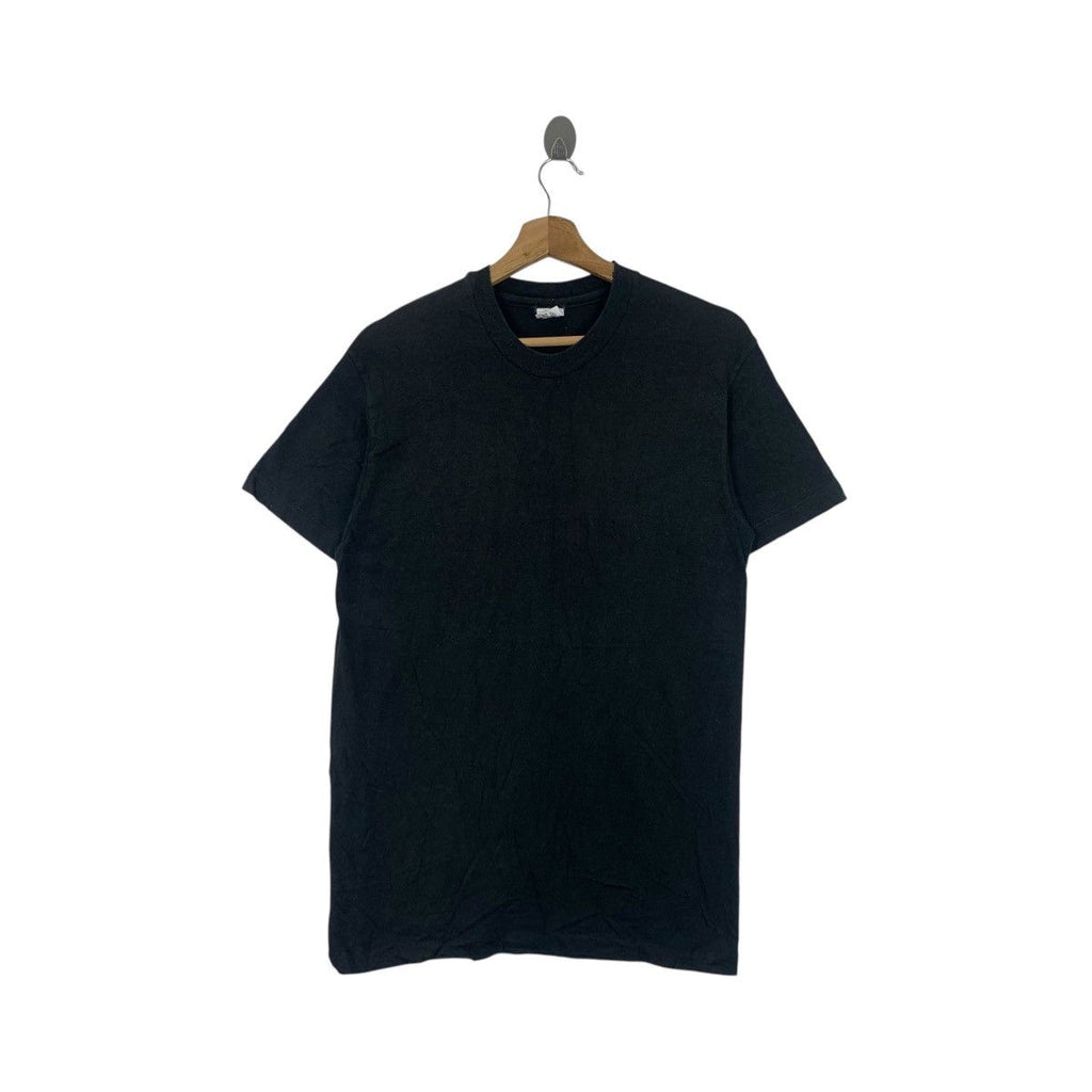 Vintage 90’ HANES USA Minimalist Design Plain Tee Shirt Top Black Crewneck