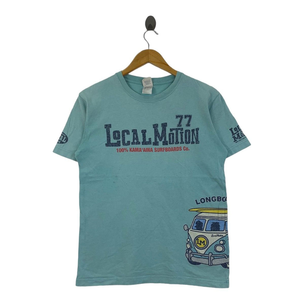 LOCAL MOTION HAWAII Kama Aina Surfboard Tee Shirt Top Beach Summer Vacation