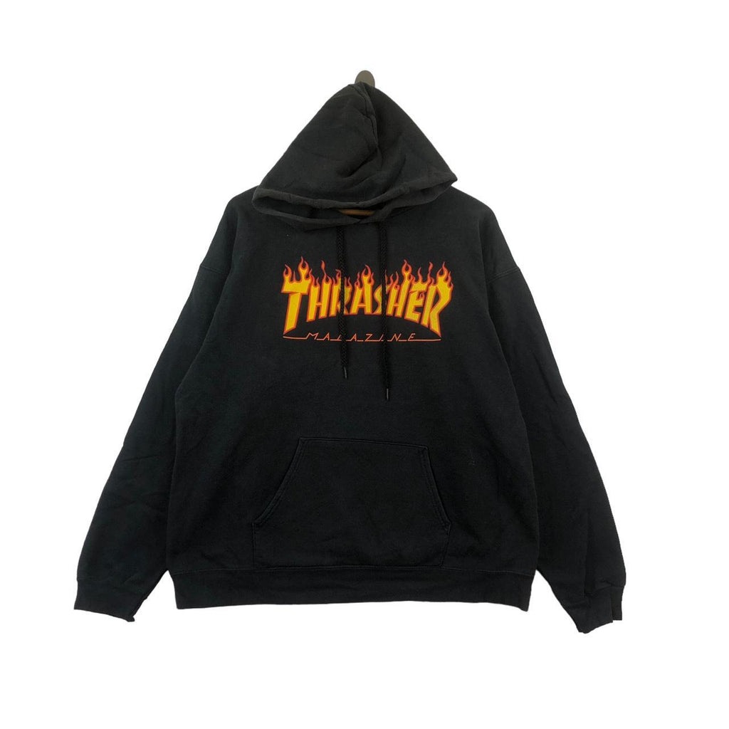 Vintage 90’ HANES x THRASHER MAGAZINE Skateboard Flame Hoodie Sweatshirt Pullover Jumper