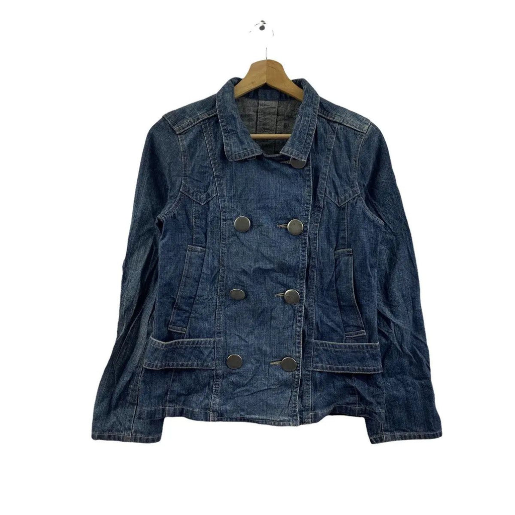 Vintage EAST BOY USA Peacoat Motorcycle Jeans Denim Jacket Rocker Garment Natural Dye