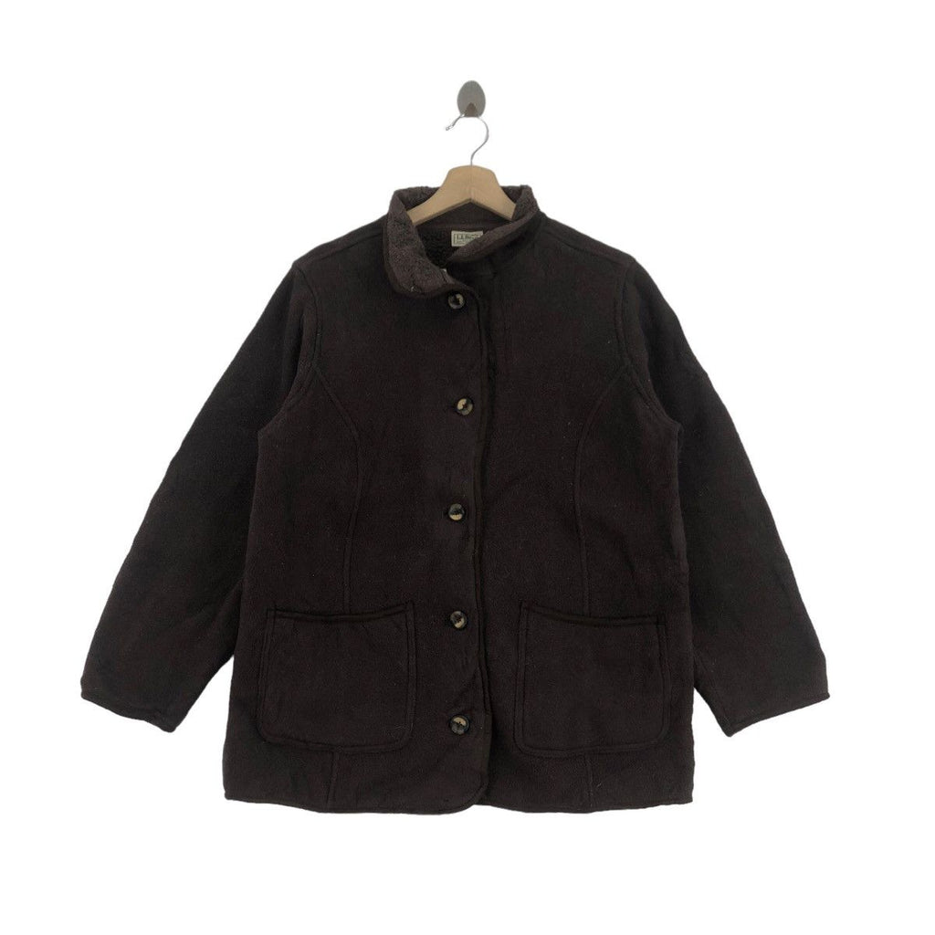 Vintage L.L. BEAN USA OUTDOOR Deep Pile Sherpa Fleece Jacket Cardigan Windbreaker Parka Shearling Lining