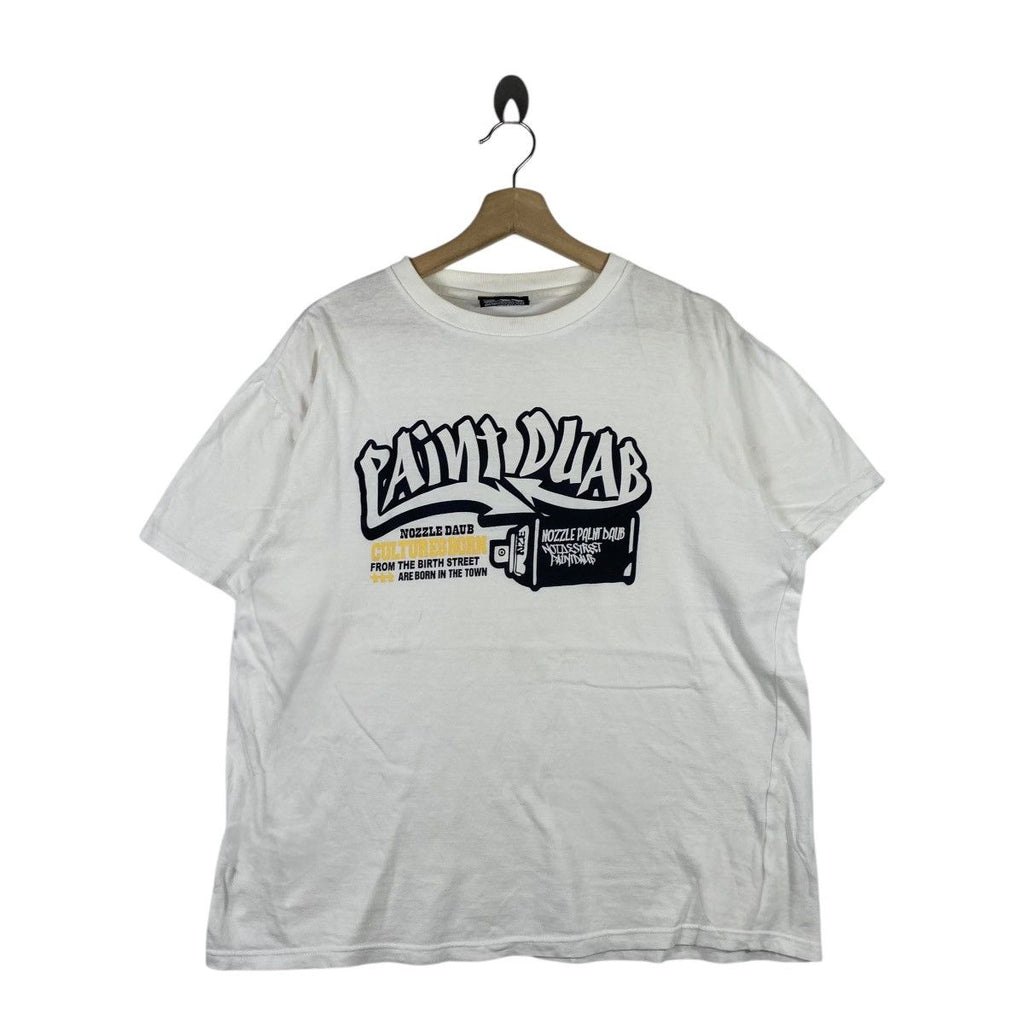Vintage Y2K ONE SUNDAY BEST Paint Duab Graffiti Daub Tee Shirt Top Street Culture