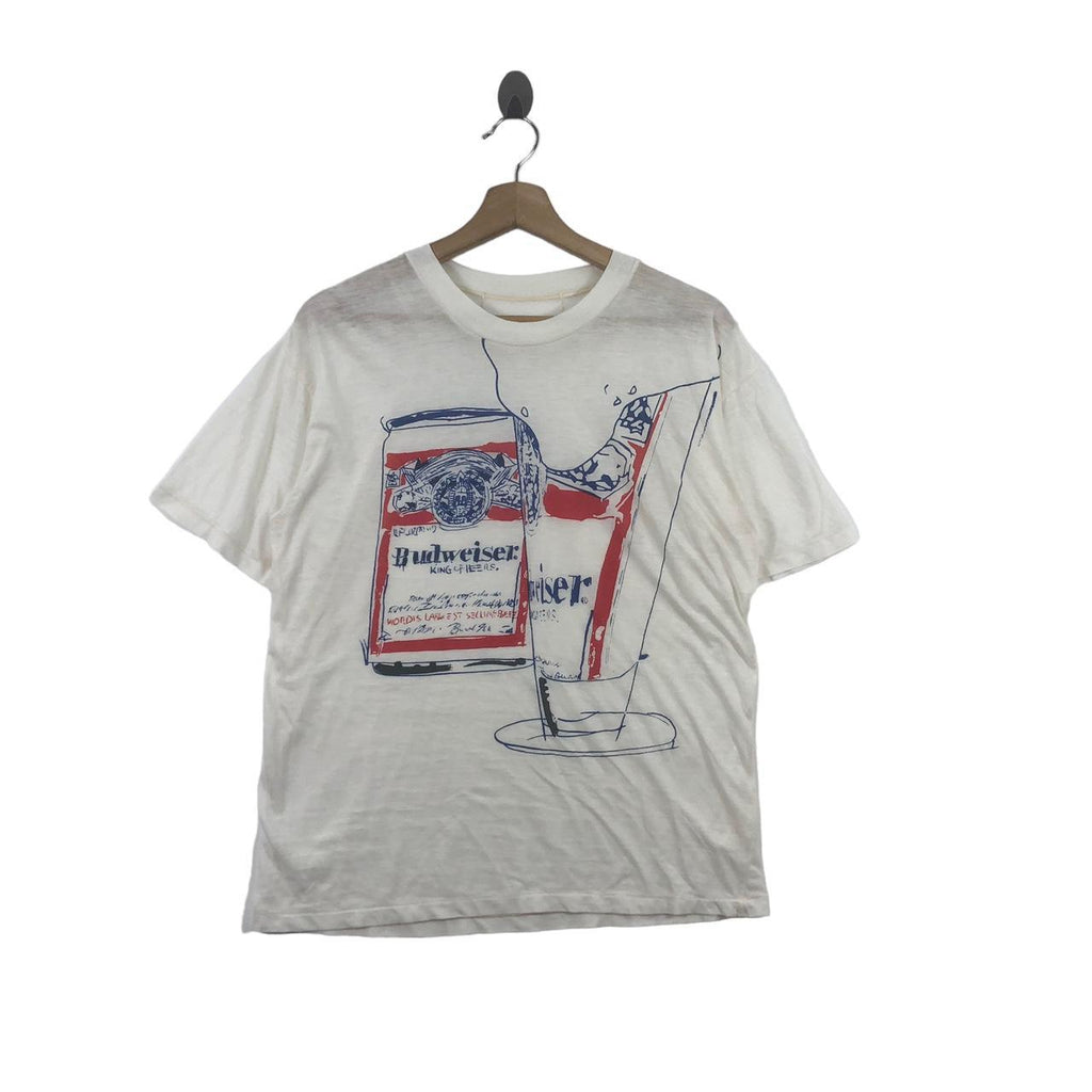 Vintage 80’ BUDWEISER KING BEER Art Tee Shirt Top Painting Dali