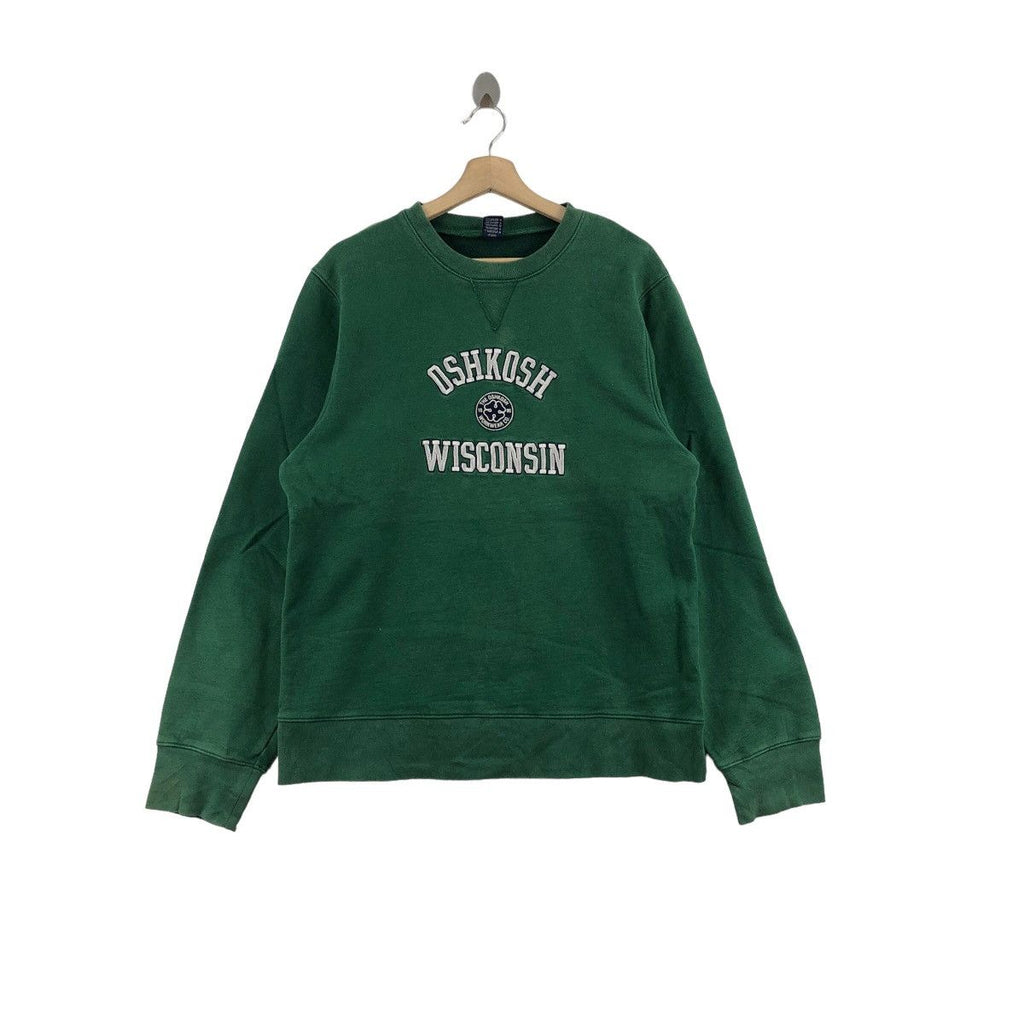 Vintage OSHKOSH WISCONSIN University Embroidered Sweatshirt Sweater Pullover Jumper Collegiate