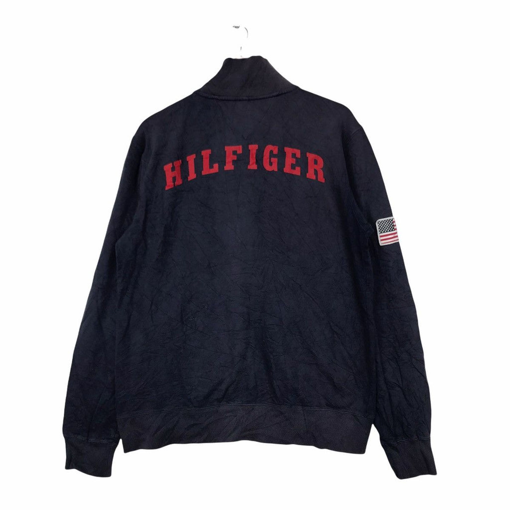 Vintage TOMMY HILFIGER SPORT Crest Logo USA Patches Zip Sweater Jacket 1985 American