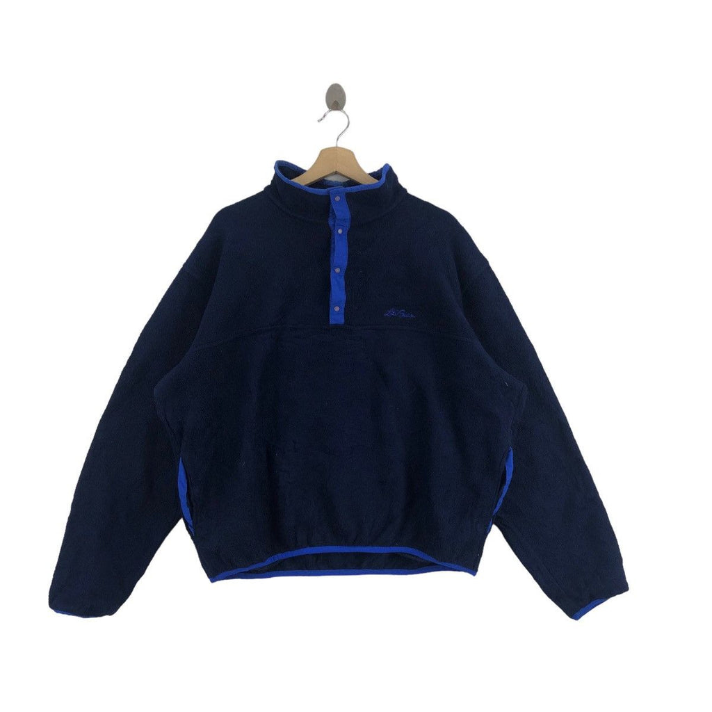 Vtg L.L. BEAN USA Snap Button Blue Lining Fleece Jacket Windbreaker Sweater Pullover Jumper