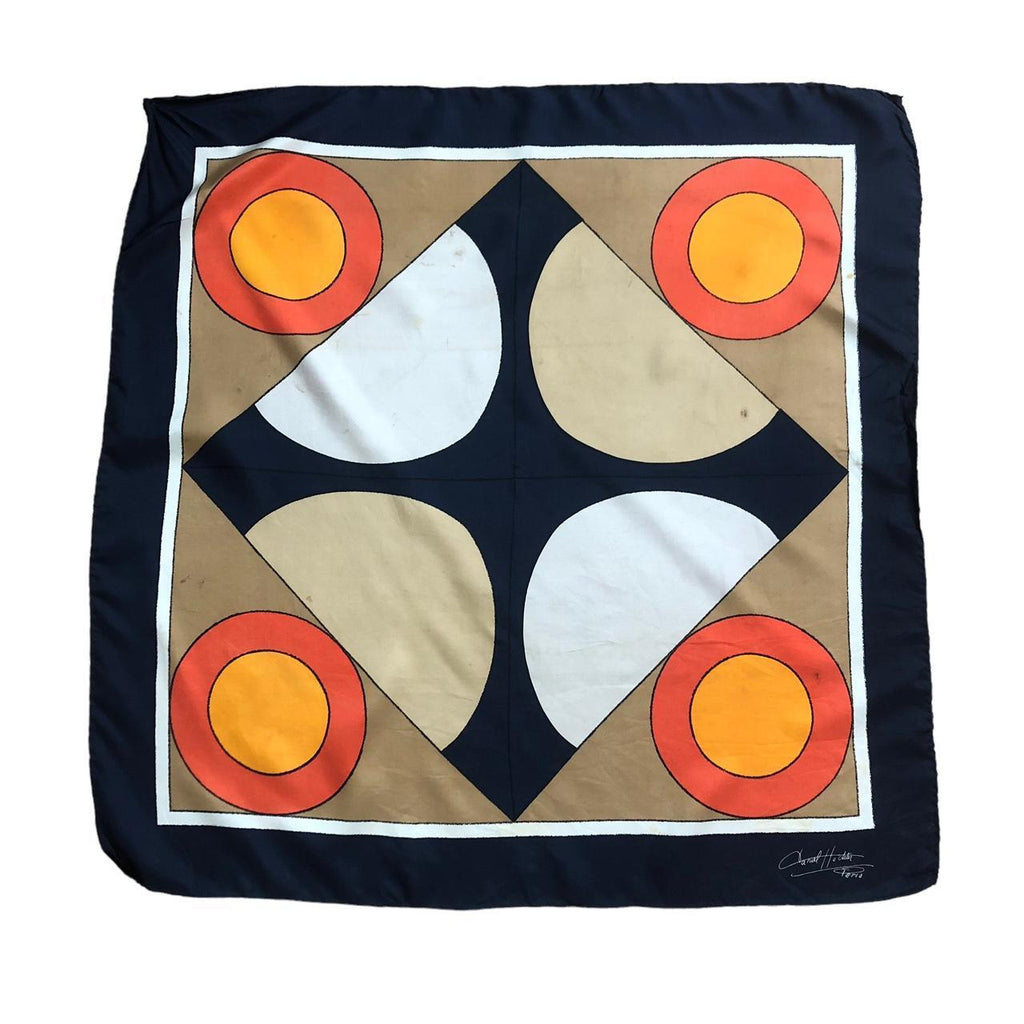 Vtg DANIEL HECHTER PARIS Symmetry Scarf Shawl Hand Rolled Neckerchief