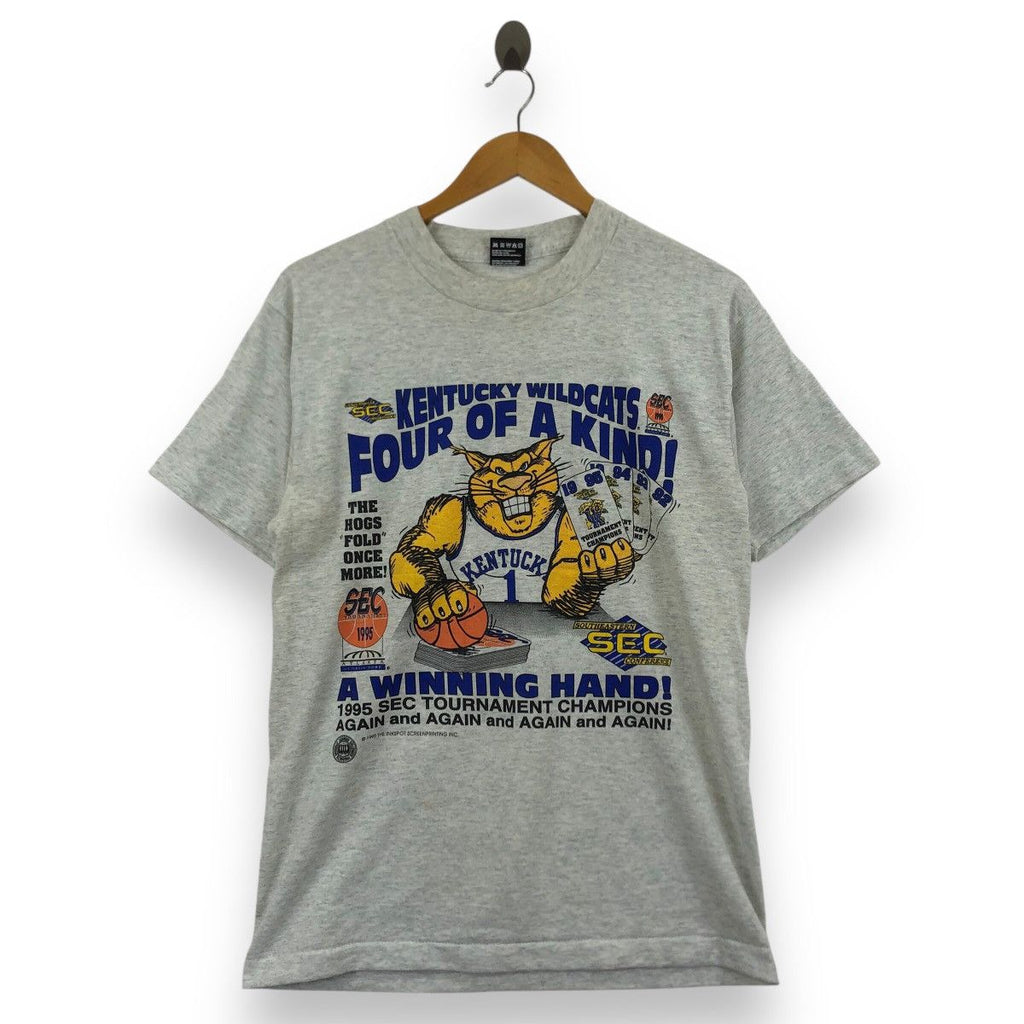 Vintage 1995 KENTUCKY WILDCATS UNIVERSITY Tee Shirt Top Basketball SEC Tournament Champion