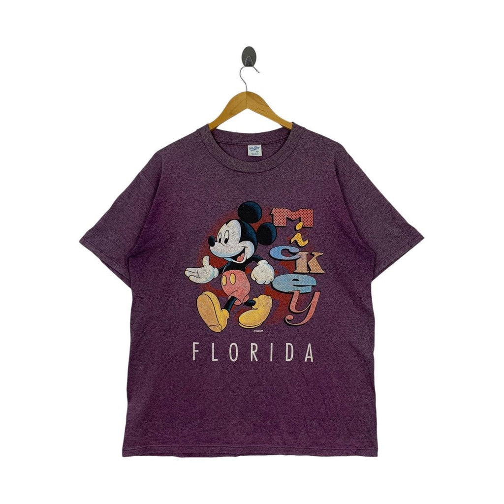 Vintage 90’ VELVA SHEEN MICKEY MOUSE Natural Faded Tee Shirt Top Florida Disneyland