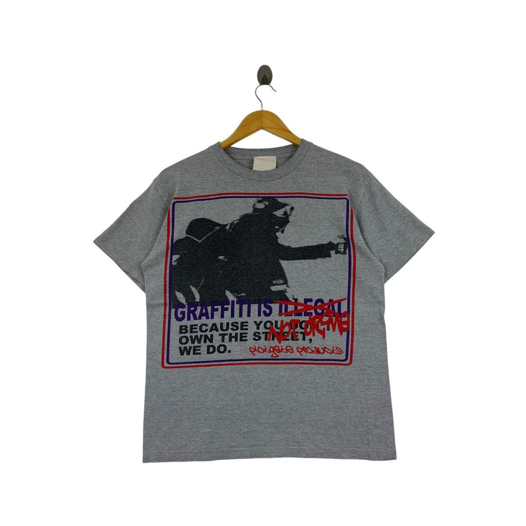Vintage PLOTGATE PRODUCTS GRAFFITI Street Artwork Tee Shirt Top Rebel Punk