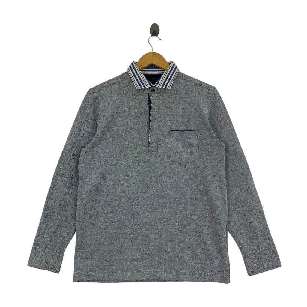 Vintage JOSEPH ABBOUD COLLECTION Polo Tee Shirt Top Long Sleeve Collar Pocket