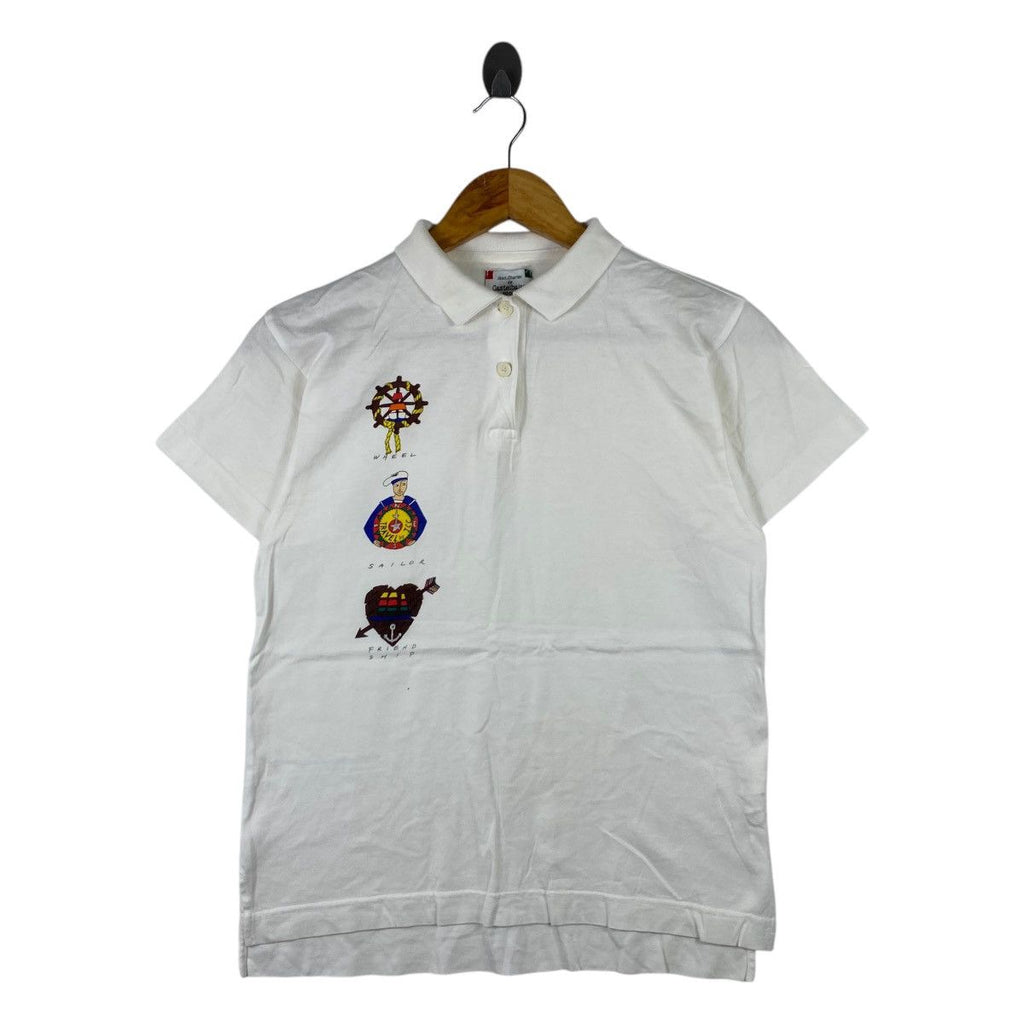 Vintage JEAN CHARLES CASTELBAJAC Sailor Polo Tee Shirt Top Embroidered Logo