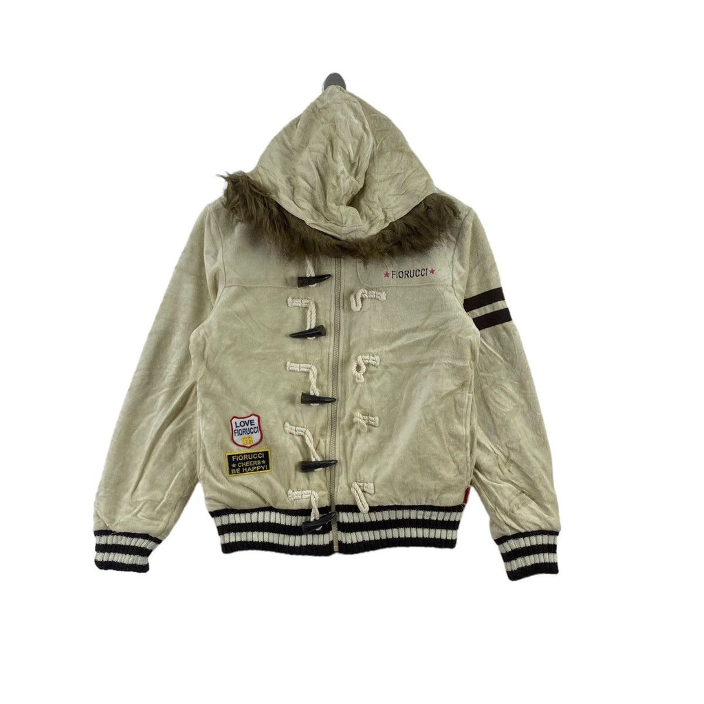 FIORUCCI ITALY LOVE Collection Patches Duffle Puffer Jacket Faux Fur Windbreaker