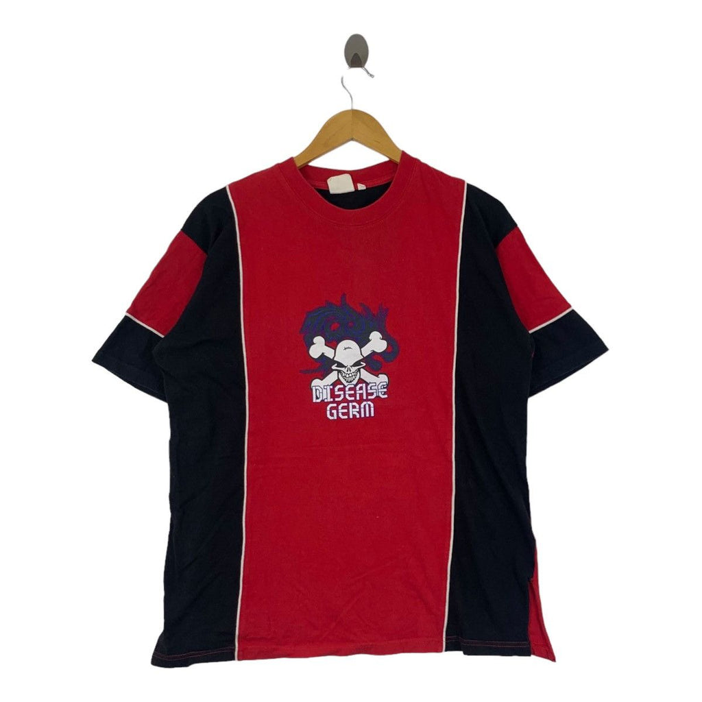 Vintage DISEASE GERM SKULL Bones Skate Punk Tee Shirt Motorcycle
