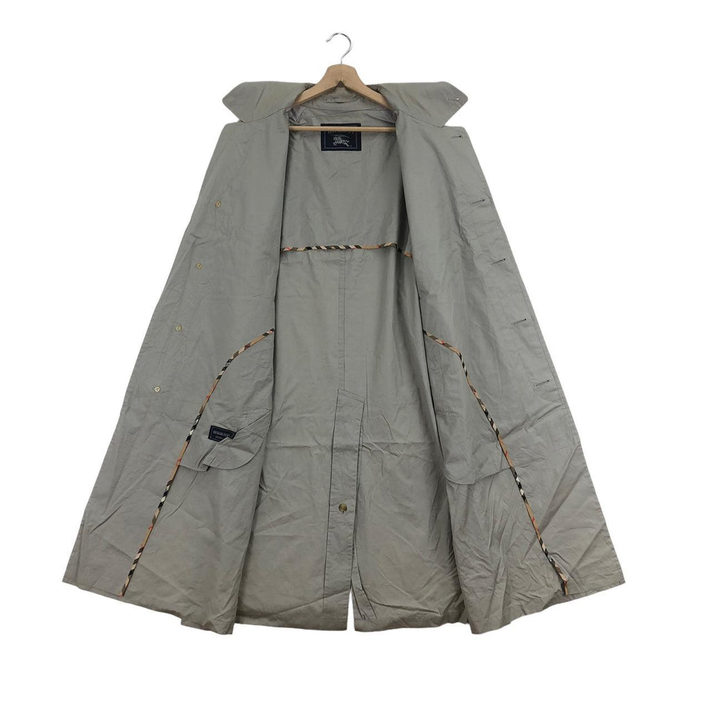 Vtg BURBERRY LONDON Nova Checks Gray Trench Coat Parka Prorsum Made In Japan
