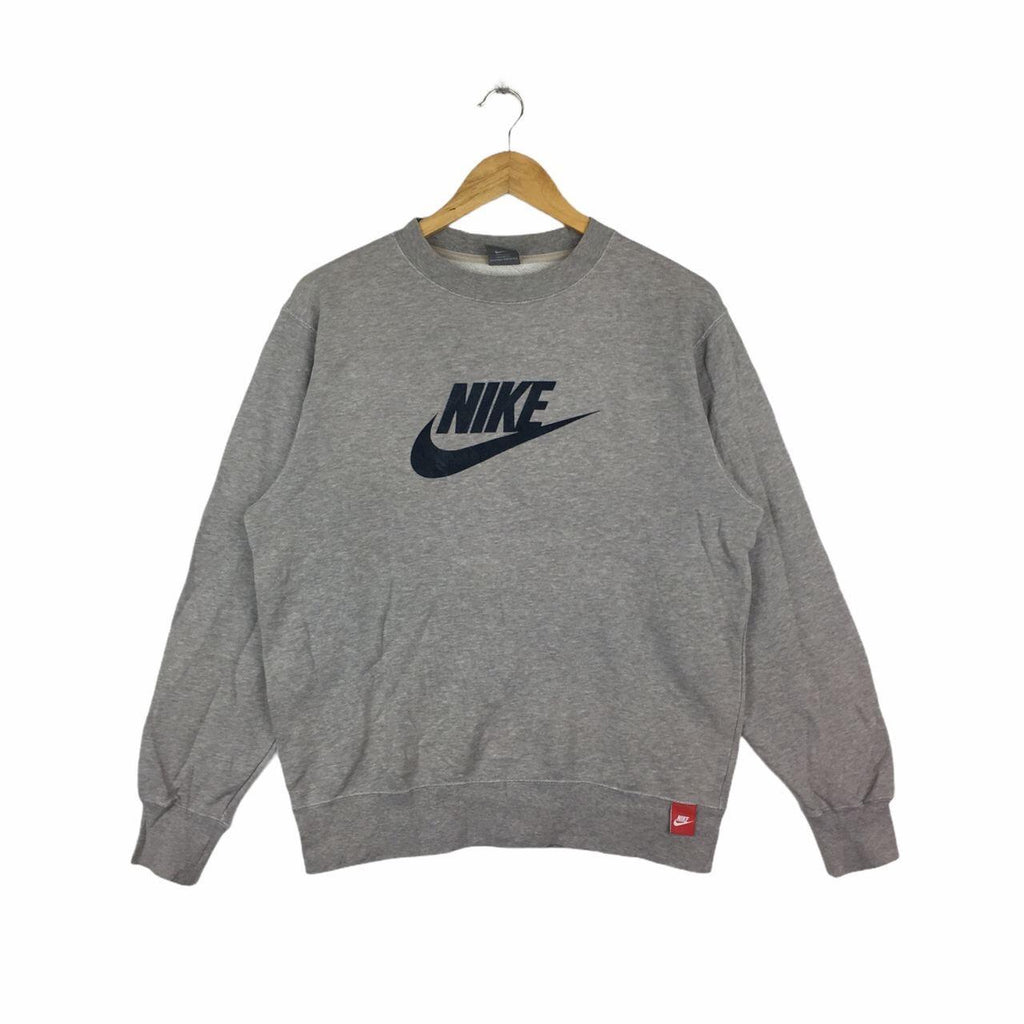 Vtg NIKE USA Swoosh Logo Gray Sweater Sweatshirt Windbreaker Jacket Hoodie