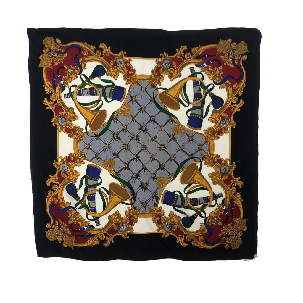 Vtg LOREDANO REINE SEIDE Silk Baroque Scarf Shawl Hand Rolled Neckerchief