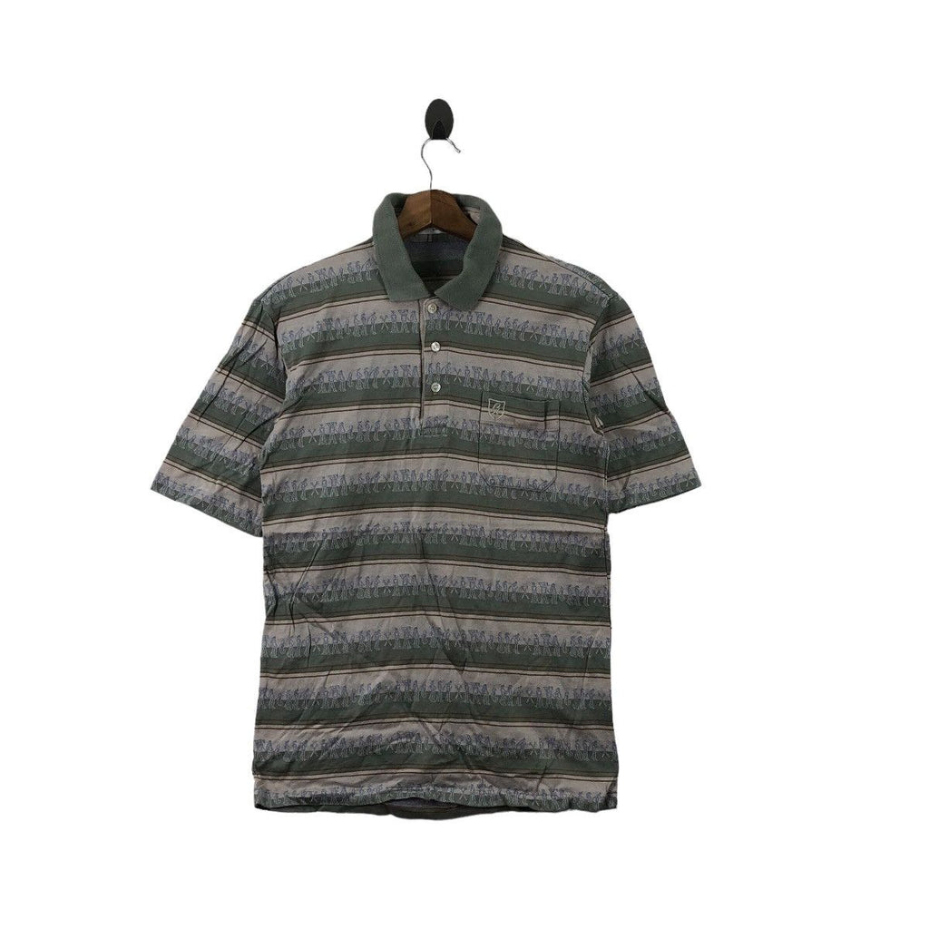 Vintage ST. CATHERINES Monogram Polo Tee Shirt Top Golf AOP Over Print