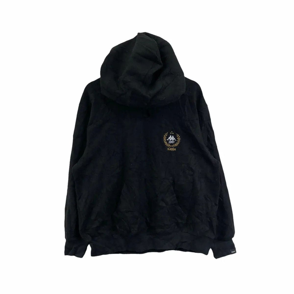 Vintage KAPPA ITALIA FOOTBALL Outdoor Sport Hoodie Pullover Crest Logo Black