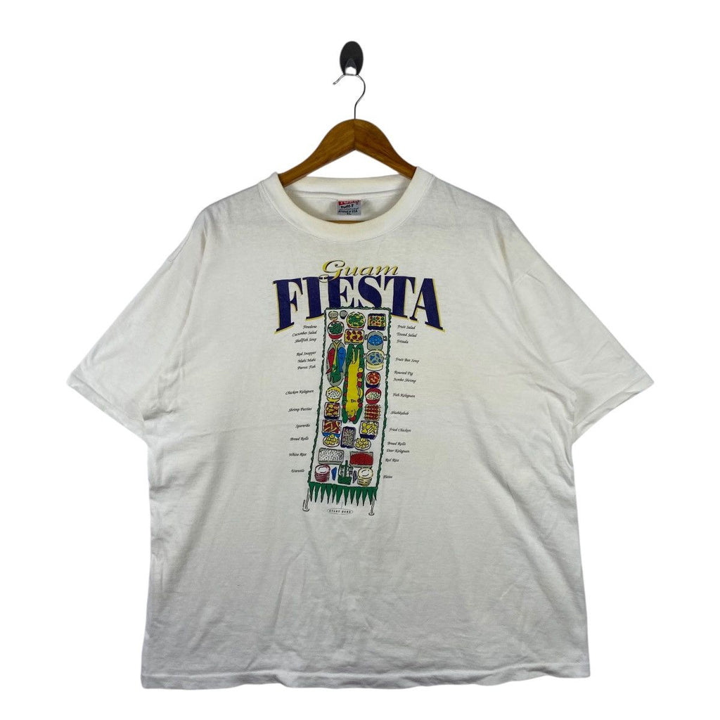 Vintage GUAM FIESTA HAWAII Food Festival Aboriginal Tee Shirt Top Surf Aztec